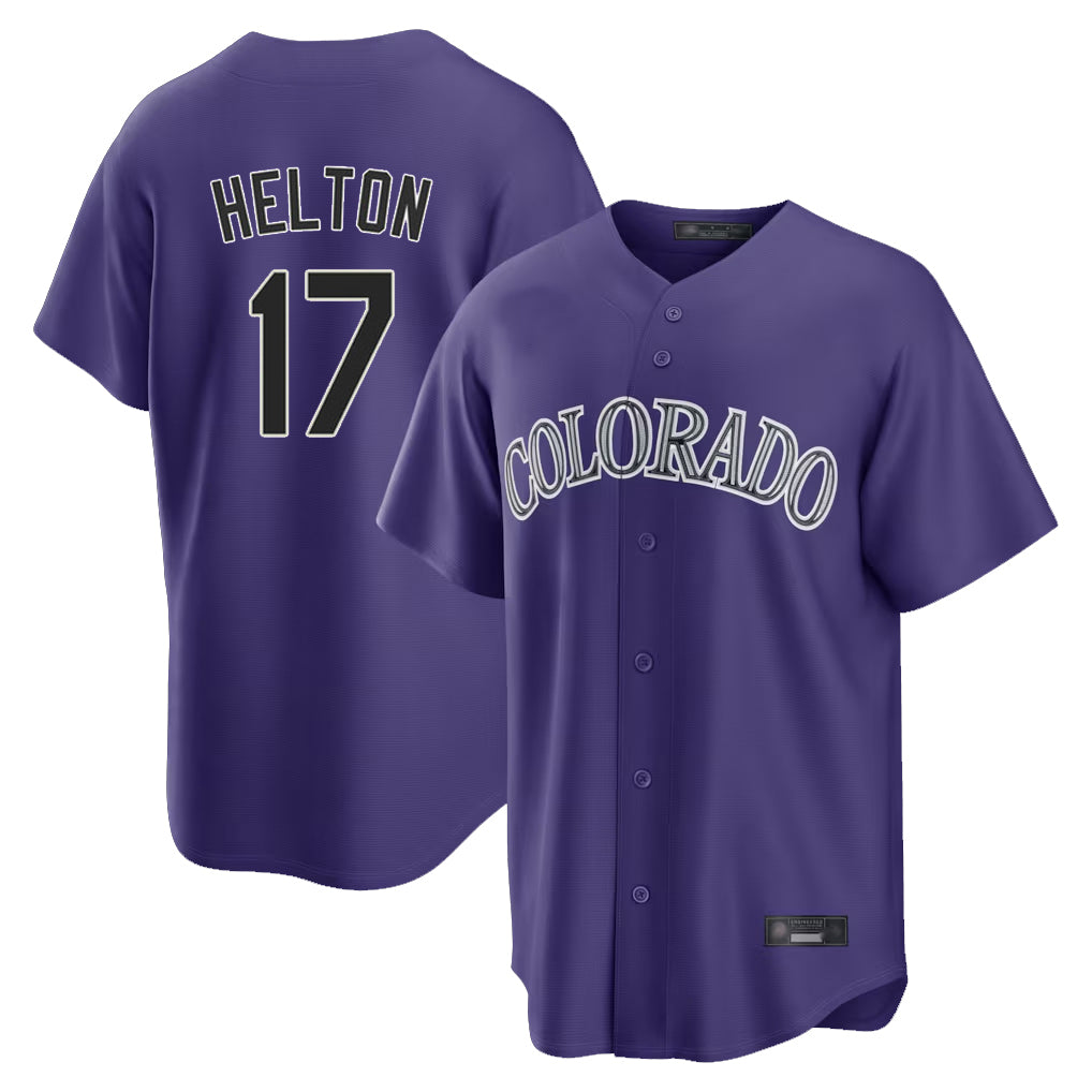 Silnrao C.Rockies #17 Todd Helton Player Purple Game Home Stitched Jerseys