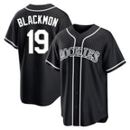 Silnrao  C.Rockies #19 Charlie Blackmon Player Black Fashion Out Home Game Stitched Jerseys