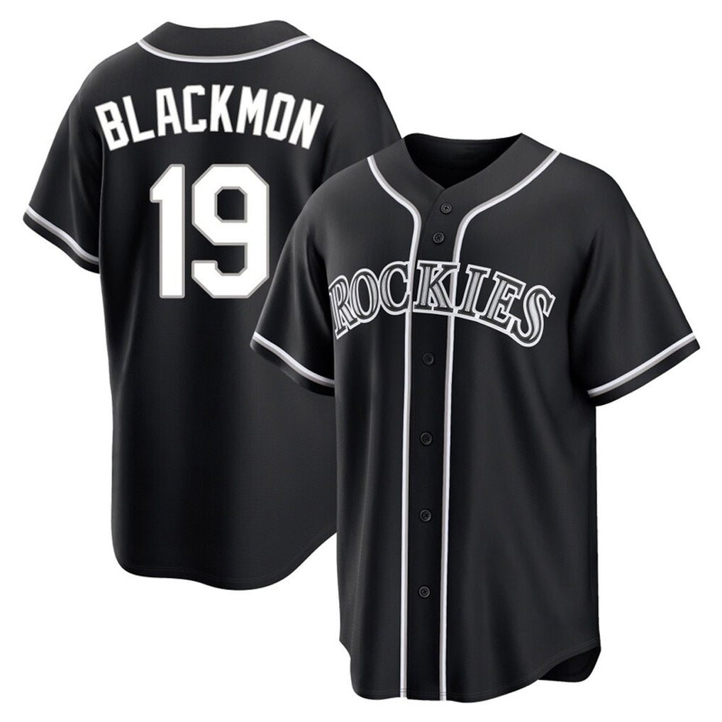 Silnrao  C.Rockies #19 Charlie Blackmon Player Black Fashion Out Home Game Stitched Jerseys