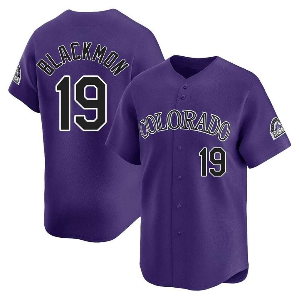 Silnrao  C.Rockies #19 Charlie Blackmon Player Purple Limited Home Stitched Jerseys