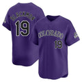 Silnrao  C.Rockies #19 Charlie Blackmon Player Purple Limited Home Stitched Jerseys