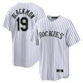 Silnrao  C.Rockies #19 Charlie Blackmon Player White Game Home Stitched Jerseys