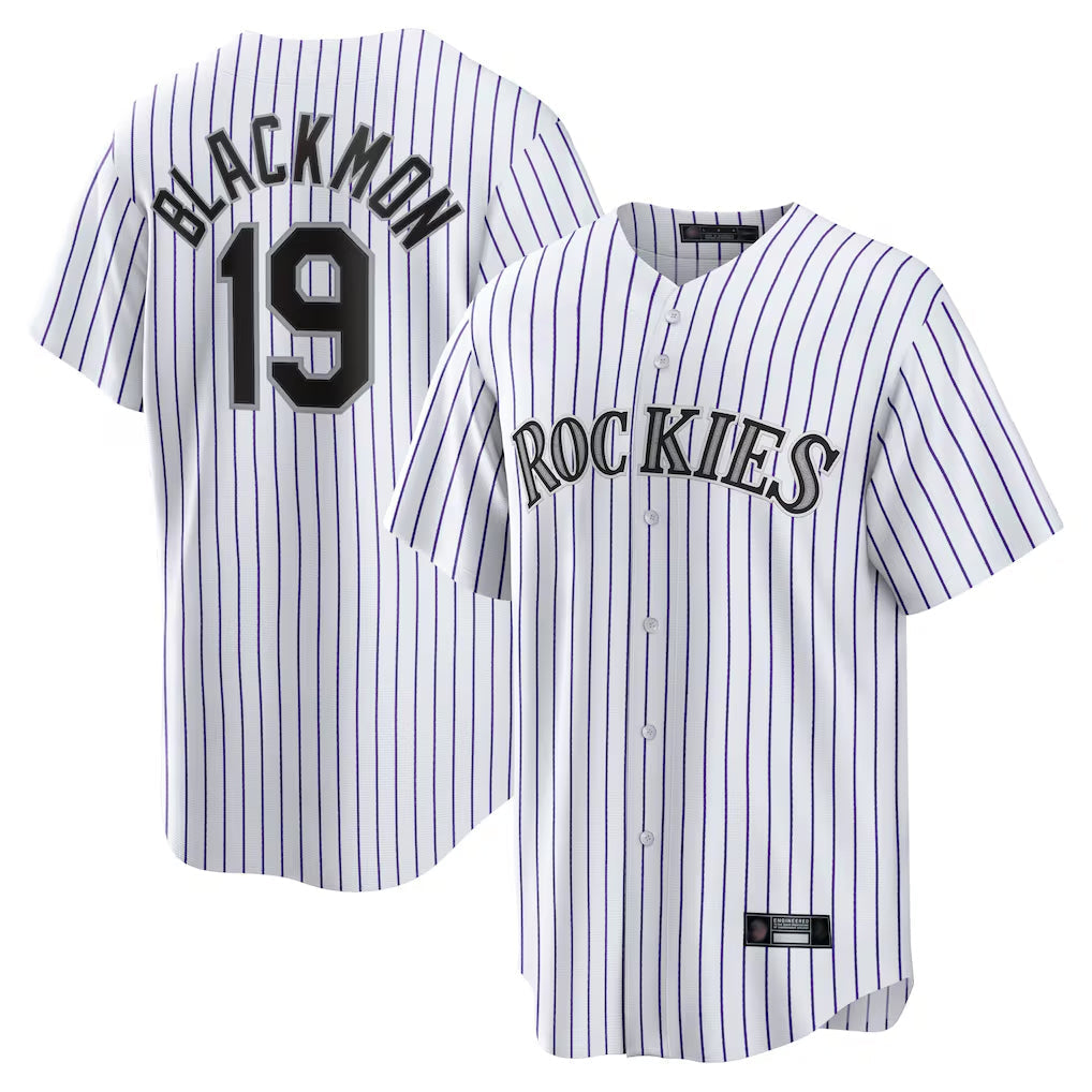 Silnrao  C.Rockies #19 Charlie Blackmon Player White Game Home Stitched Jerseys
