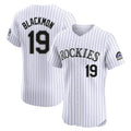 Silnrao  C.Rockies #19 Charlie Blackmon Player White Limited Elite Home Stitched Jerseys