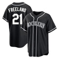 Silnrao  C.Rockies #21 Kyle Freeland Player Black Fashion Out Home Game Stitched Jerseys