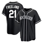Silnrao  C.Rockies #21 Kyle Freeland Player Black Fashion Out Home Game Stitched Jerseys