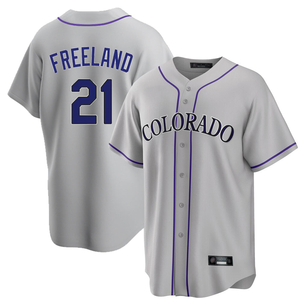 Silnrao  C.Rockies #21 Kyle Freeland Player Gray Game Home Stitched Jerseys