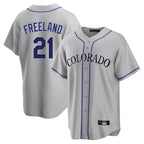 Silnrao  C.Rockies #21 Kyle Freeland Player Gray Game Home Stitched Jerseys