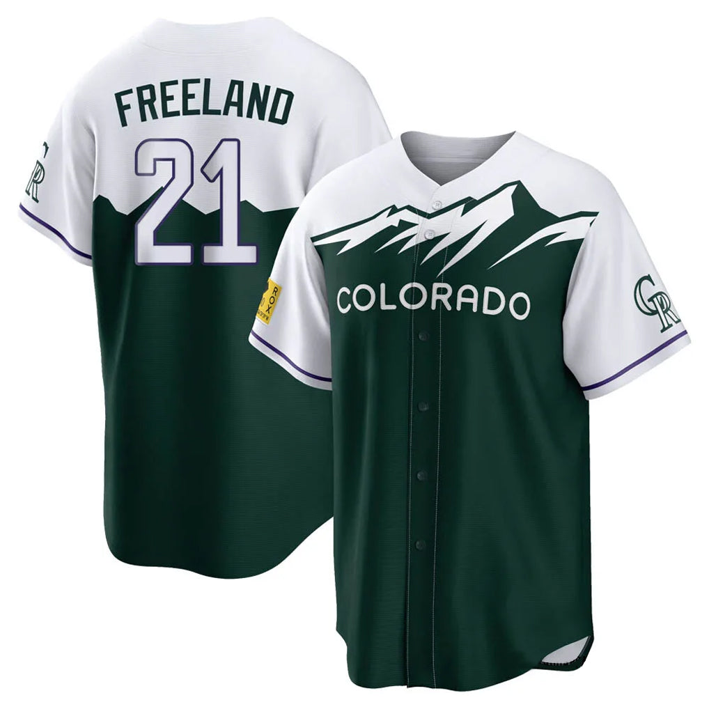 Silnrao  C.Rockies #21 Kyle Freeland Player Green City Connect Home Game Stitched Jerseys