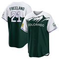 Silnrao  C.Rockies #21 Kyle Freeland Player Green City Connect Home Game Stitched Jerseys