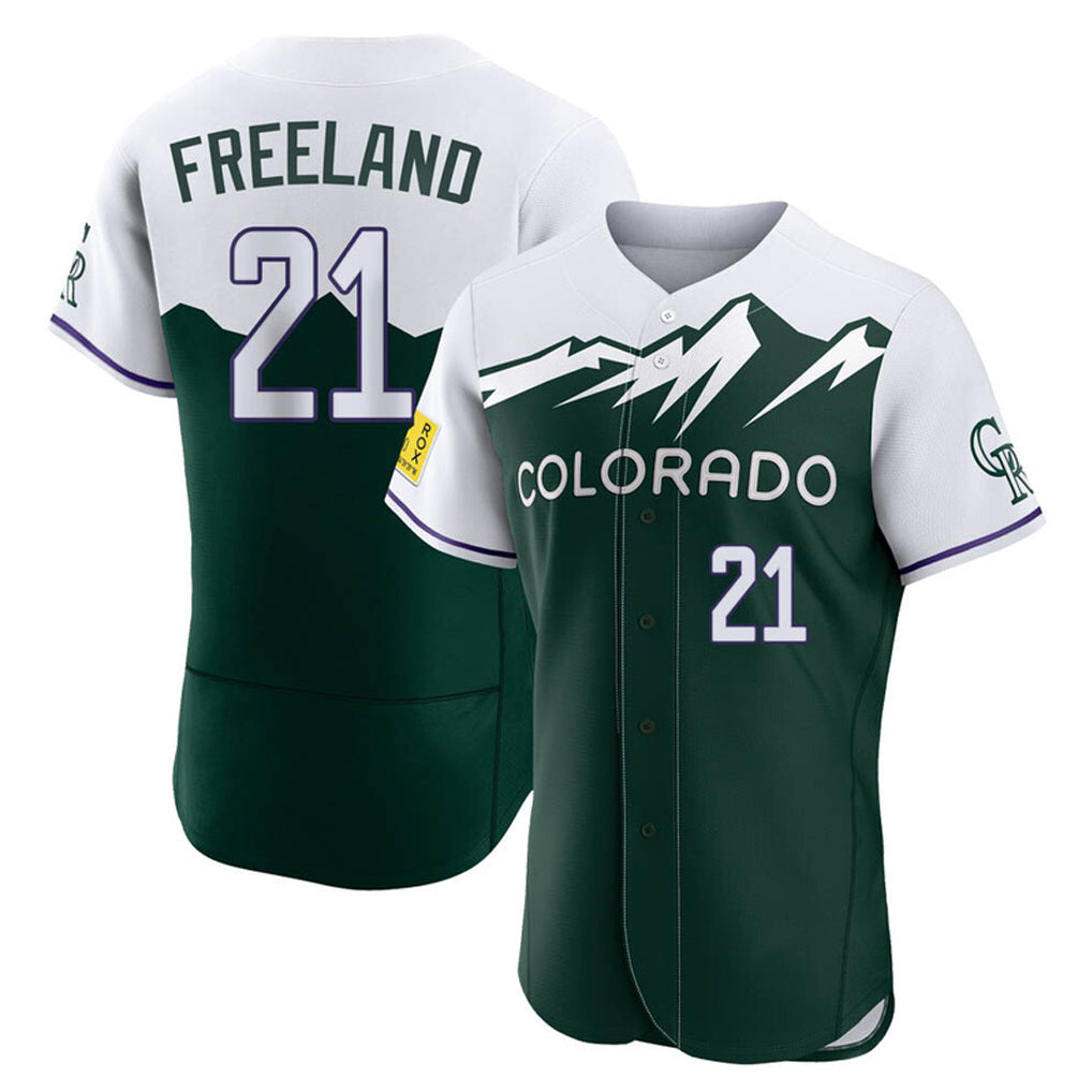 Silnrao  C.Rockies #21 Kyle Freeland Player Green City Connect Limited Elite Home Stitched Jerseys