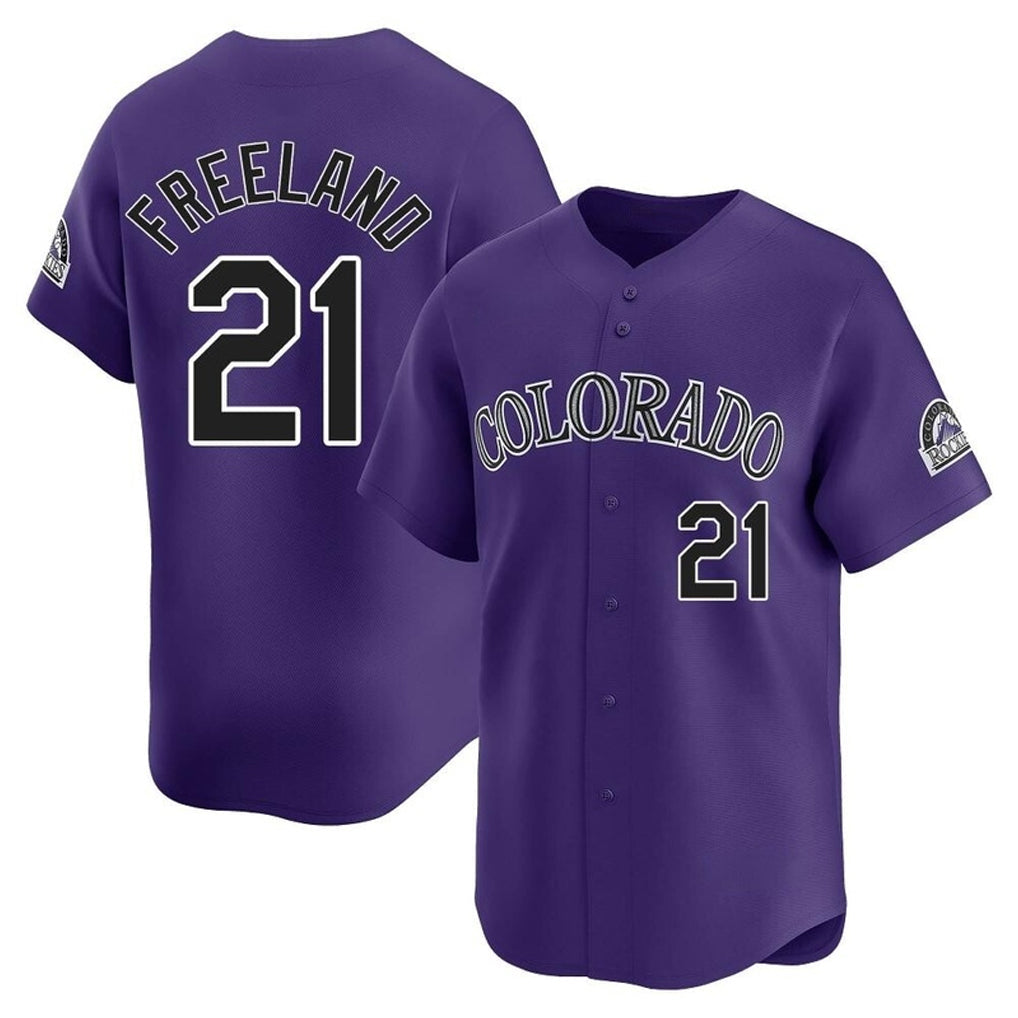 Silnrao  C.Rockies #21 Kyle Freeland Player Purple Limited Home Stitched Jerseys