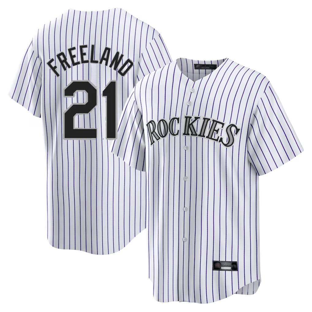 Silnrao  C.Rockies #21 Kyle Freeland Player White Game Home Stitched Jerseys