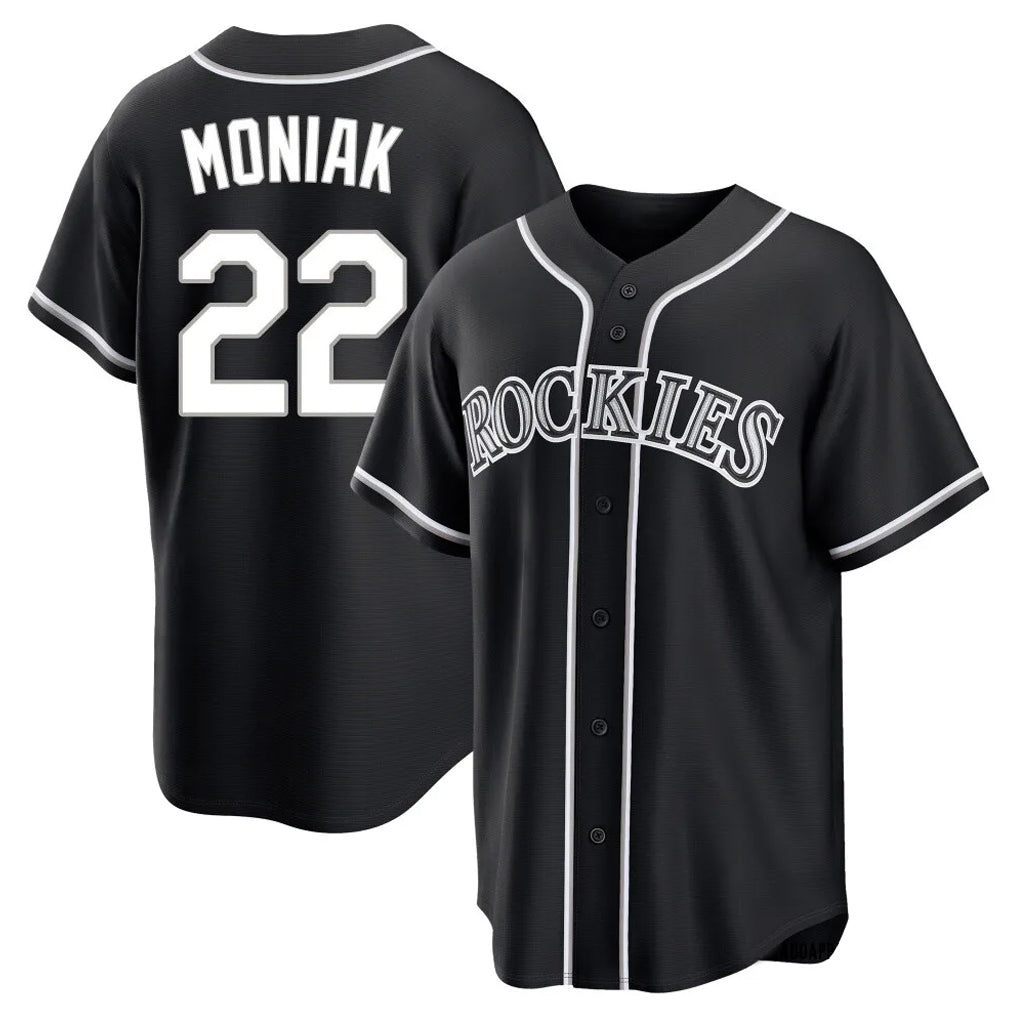 Silnrao  C.Rockies #22 Mickey Moniak Player Black Fashion Out Home Game Stitched Jerseys