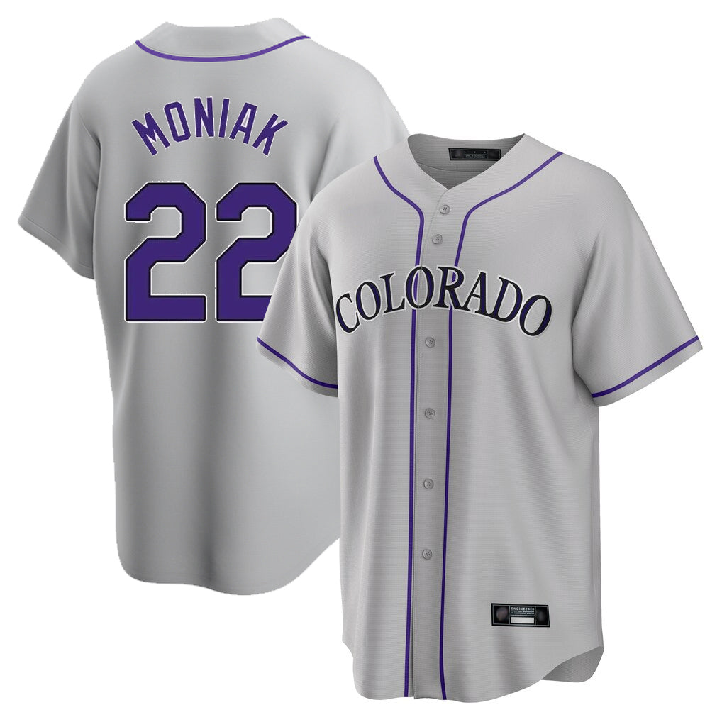Silnrao  C.Rockies #22 Mickey Moniak Player Gray Game Home Stitched Jerseys