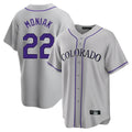 Silnrao  C.Rockies #22 Mickey Moniak Player Gray Game Home Stitched Jerseys