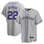 Silnrao  C.Rockies #22 Mickey Moniak Player Gray Game Home Stitched Jerseys