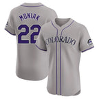 Silnrao  C.Rockies #22 Mickey Moniak Player Gray Limited Elite Home Stitched Jerseys