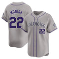 Silnrao  C.Rockies #22 Mickey Moniak Player Gray Limited Home Stitched Jerseys