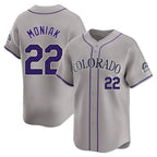Silnrao  C.Rockies #22 Mickey Moniak Player Gray Limited Home Stitched Jerseys