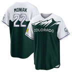 Silnrao  C.Rockies #22 Mickey Moniak Player Green City Connect Home Game Stitched Jerseys