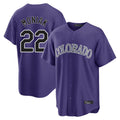 Silnrao  C.Rockies #22 Mickey Moniak Player Purple Game Home Stitched Jerseys