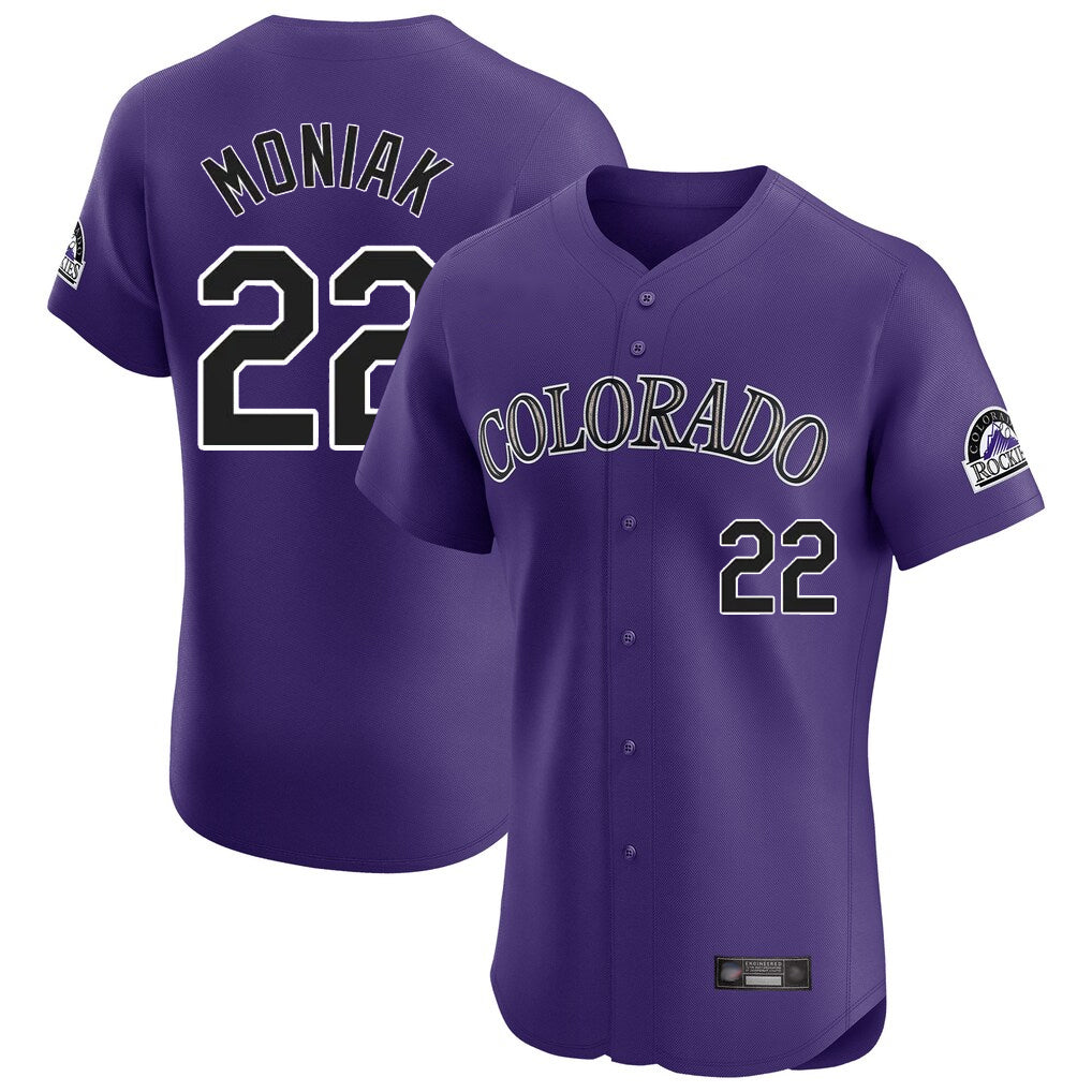 Silnrao  C.Rockies #22 Mickey Moniak Player Purple Limited Elite Home Stitched Jerseys