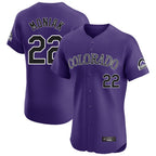 Silnrao  C.Rockies #22 Mickey Moniak Player Purple Limited Elite Home Stitched Jerseys