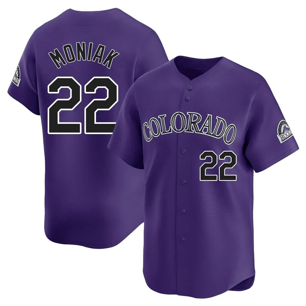 Silnrao  C.Rockies #22 Mickey Moniak Player Purple Limited Home Stitched Jerseys