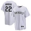 Silnrao  C.Rockies #22 Mickey Moniak Player White Game Home Stitched Jerseys