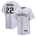 Silnrao  C.Rockies #22 Mickey Moniak Player White Game Home Stitched Jerseys