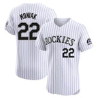 Silnrao  C.Rockies #22 Mickey Moniak Player White Limited Elite Home Stitched Jerseys