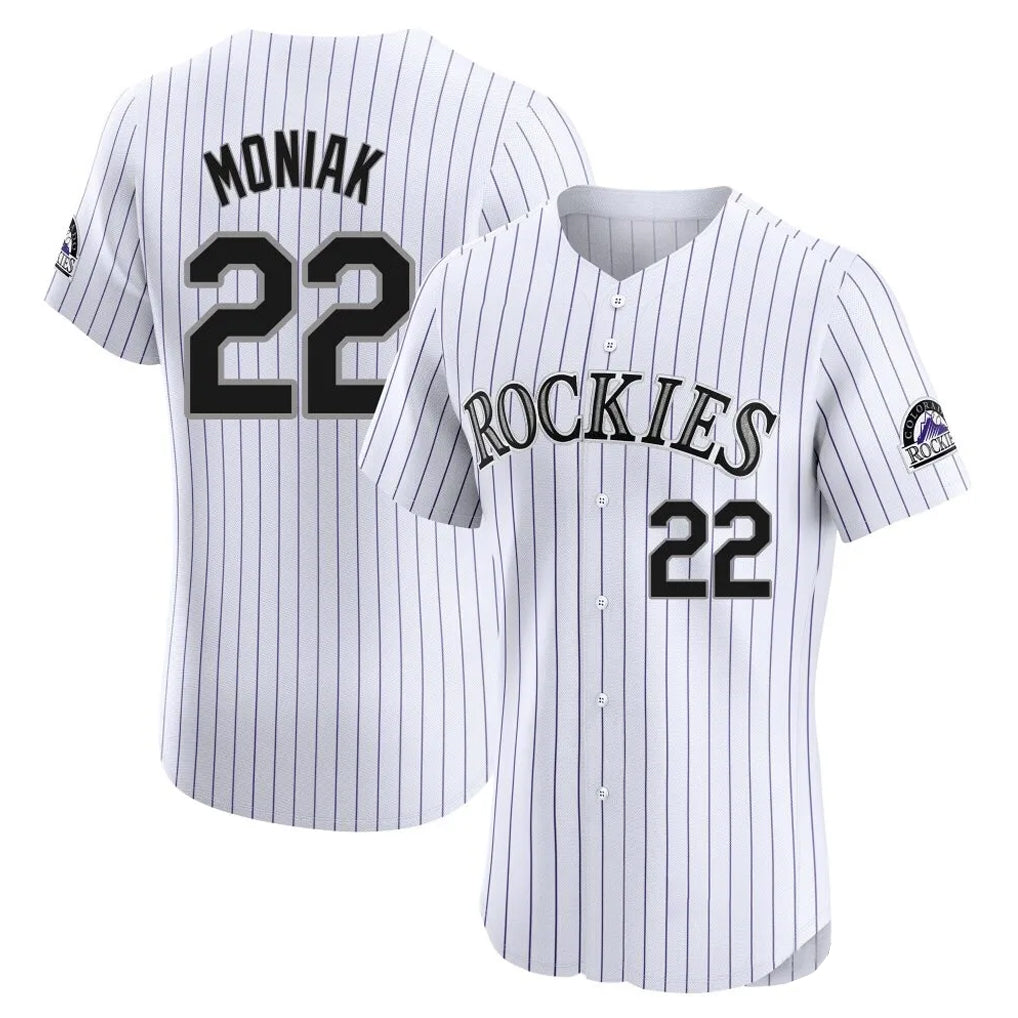 Silnrao  C.Rockies #22 Mickey Moniak Player White Limited Elite Home Stitched Jerseys