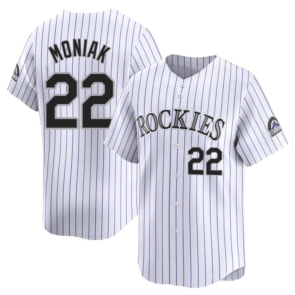 Silnrao  C.Rockies #22 Mickey Moniak Player White Limited Home Stitched Jerseys