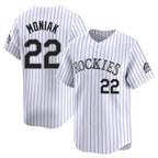 Silnrao  C.Rockies #22 Mickey Moniak Player White Limited Home Stitched Jerseys