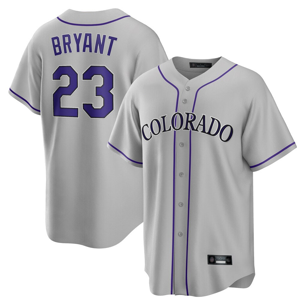 Silnrao  C.Rockies #23 Kris Bryant Player Gray Game Home Stitched Jerseys
