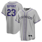 Silnrao  C.Rockies #23 Kris Bryant Player Gray Game Home Stitched Jerseys