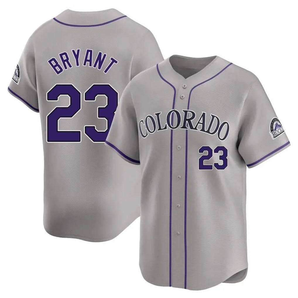 Silnrao  C.Rockies #23 Kris Bryant Player Gray Limited Home Stitched Jerseys