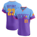 Silnrao  C.Rockies #23 Kris Bryant Player Purple-Light Blue City Connect Limited Elite Home T-shirt Stitched Jerseys