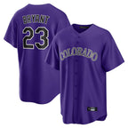 Silnrao  C.Rockies #23 Kris Bryant Player Purple Game Home Stitched Jerseys