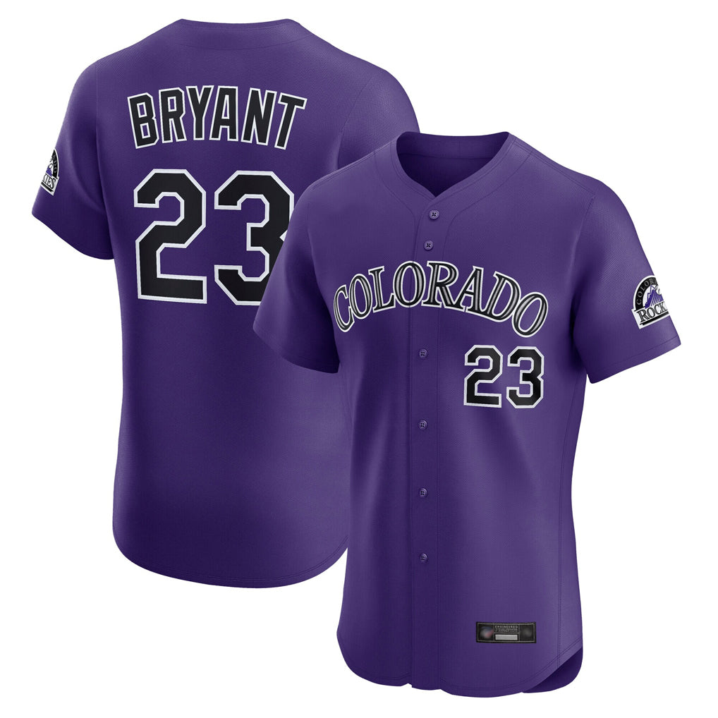Silnrao  C.Rockies #23 Kris Bryant Player Purple Limited Elite Home Stitched Jerseys