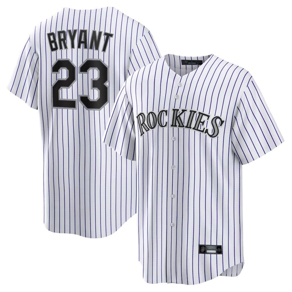 Silnrao  C.Rockies #23 Kris Bryant Player White Game Home Stitched Jerseys
