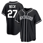 Silnrao  C.Rockies #27 Jordan Beck Player Black Fashion Out Home Game Stitched Jerseys