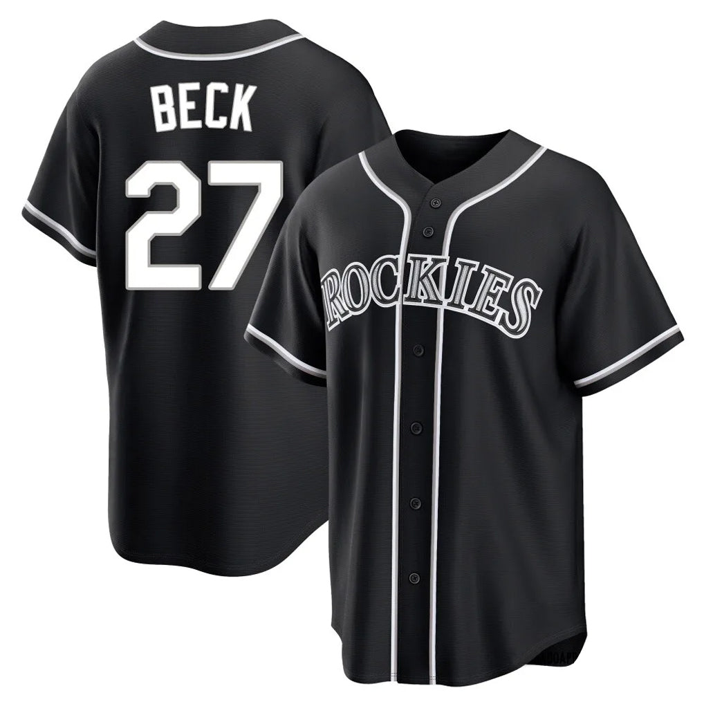 Silnrao  C.Rockies #27 Jordan Beck Player Black Fashion Out Home Game Stitched Jerseys