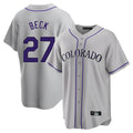 Silnrao  C.Rockies #27 Jordan Beck Player Gray Game Home Stitched Jerseys