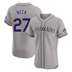 Silnrao  C.Rockies #27 Jordan Beck Player Gray Limited Elite Home Stitched Jerseys
