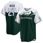 Silnrao  C.Rockies #27 Jordan Beck Player Green City Connect Home Game Stitched Jerseys
