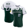 Silnrao  C.Rockies #27 Jordan Beck Player Green City Connect Limited Elite Home Stitched Jerseys