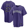 Silnrao  C.Rockies #27 Jordan Beck Player Purple Game Home Stitched Jerseys