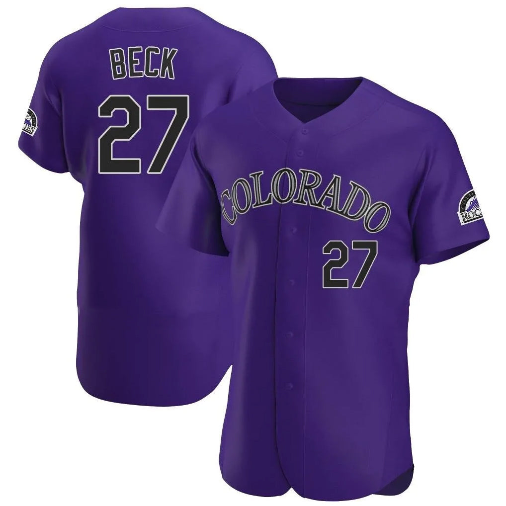 Silnrao  C.Rockies #27 Jordan Beck Player Purple Limited Elite Home Stitched Jerseys